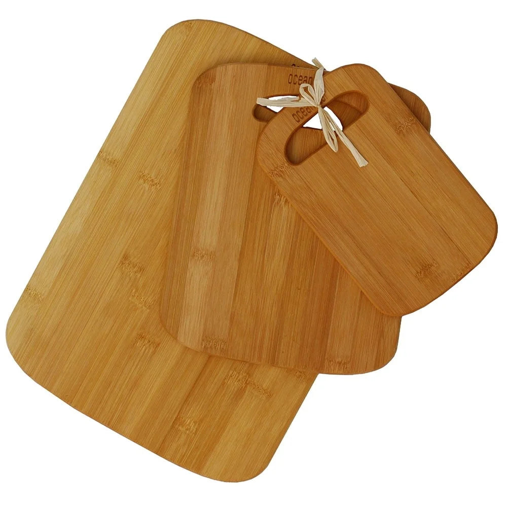 Versatile 3-Pack Bamboo Cutting Board Set Wood Boards for Kitchen Food Prep