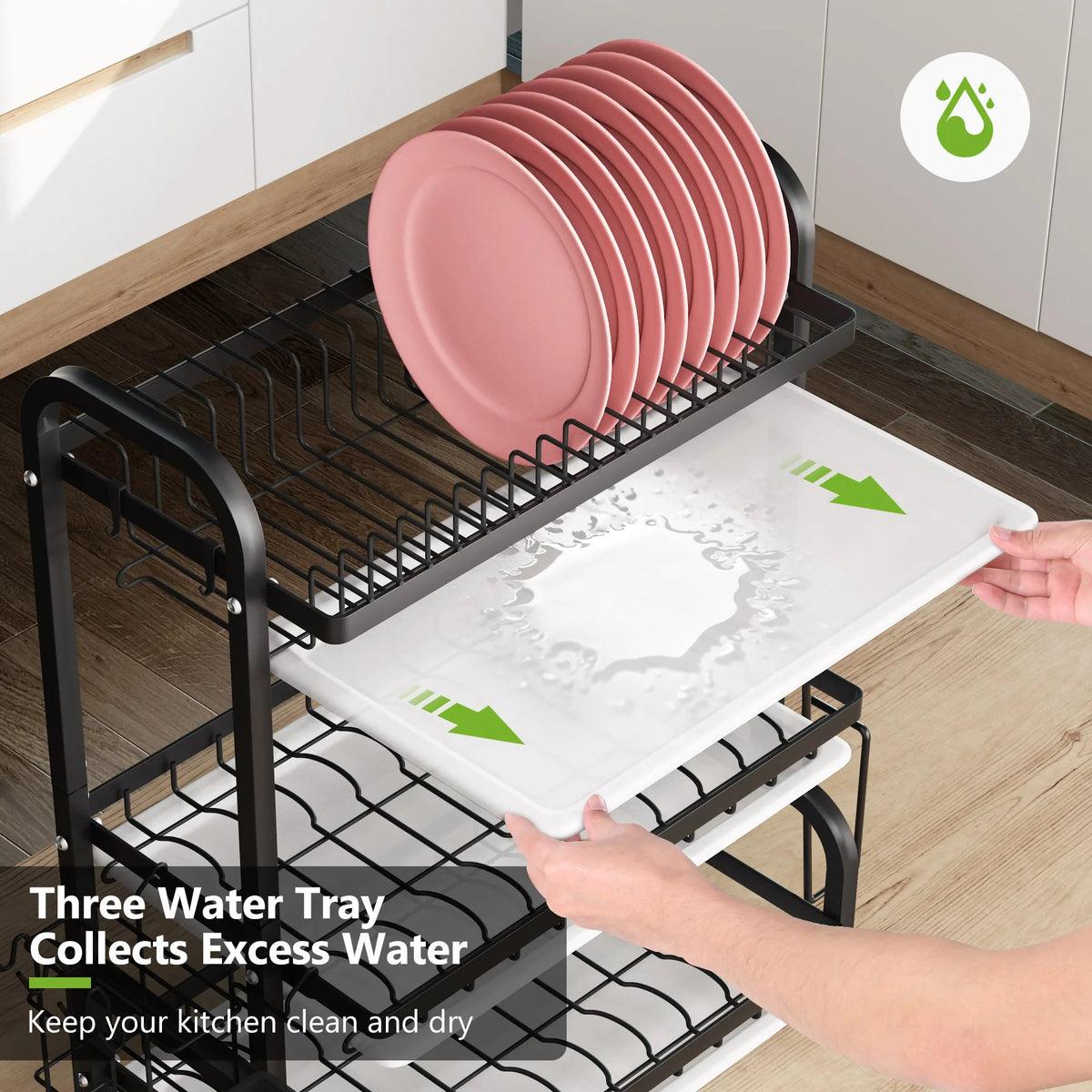 Metal 3-Tier Kitchen Dish Rack Organizer