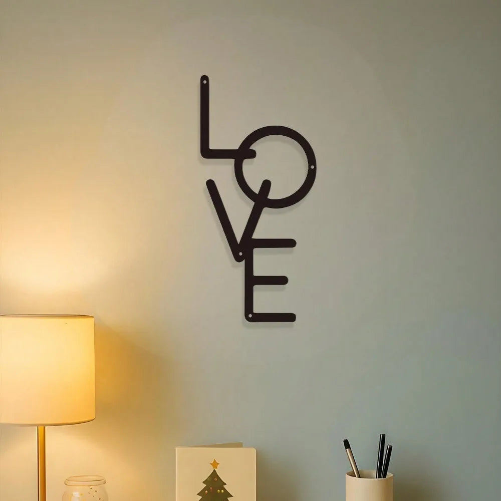 Gothic 'Love' Metal Wall Art – Vintage Black Iron Hanging Sign