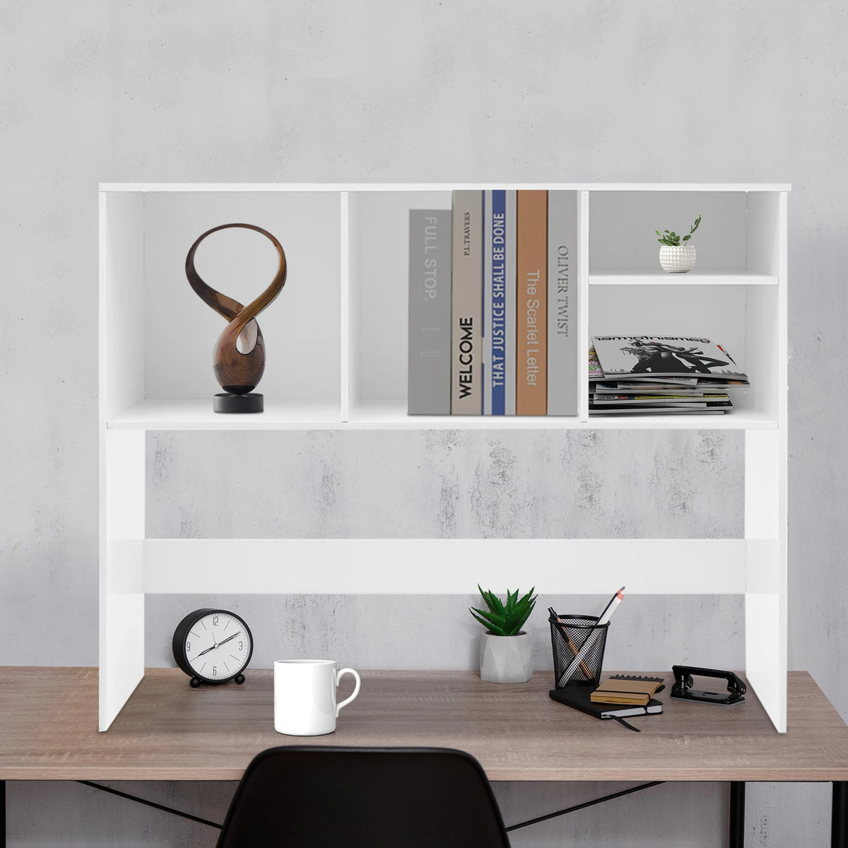 Desktop Bookshelf Desk Organizer Double-Layer with 4 Compartments