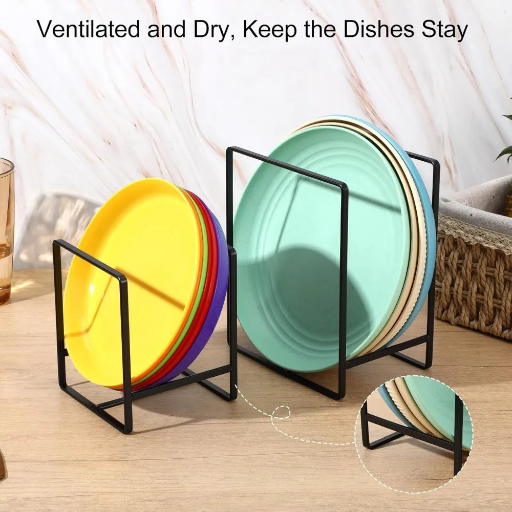 Set of 4 Metal Dish Drying Racks Vertical Plate Organizers for Kitchen Cabinets
