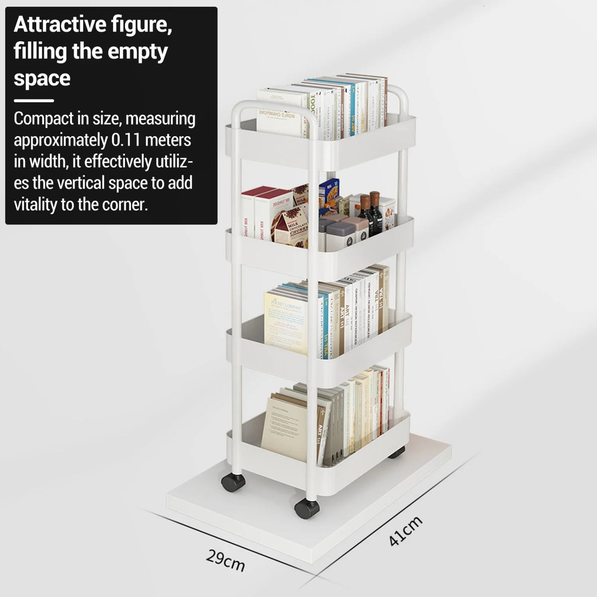 Heavy-Duty 5-Tier Rolling Utility Cart – Multi-Layer Mobile Organizer Shelf with Ergonomic Handle (White)