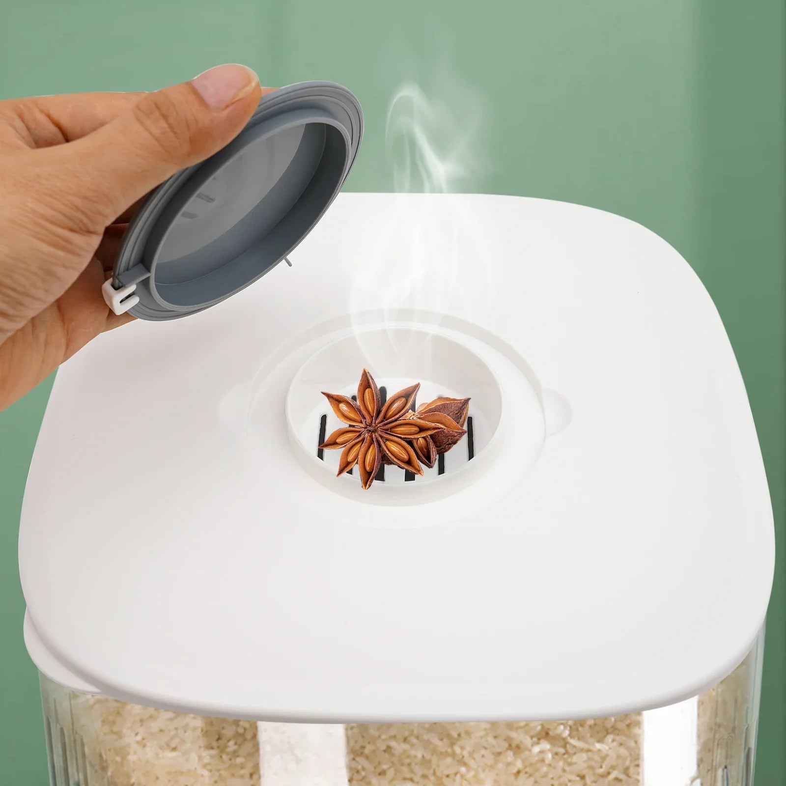 Airtight 22LB Rice Dispenser – Large Capacity Sealed Grain Storage Container and Food Organizer with Rice Measuring Cup