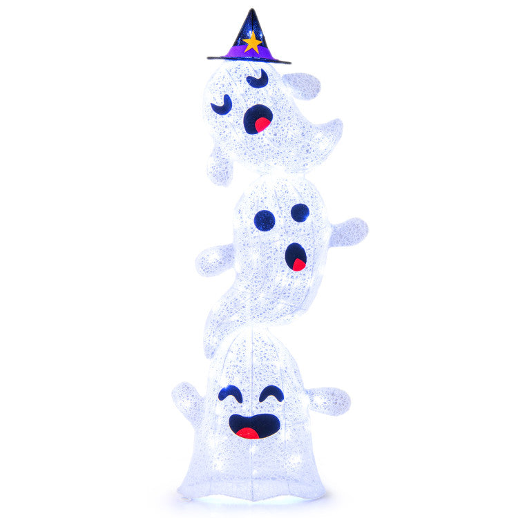 Lighted Standing Stacked Ghosts Halloween Decoration