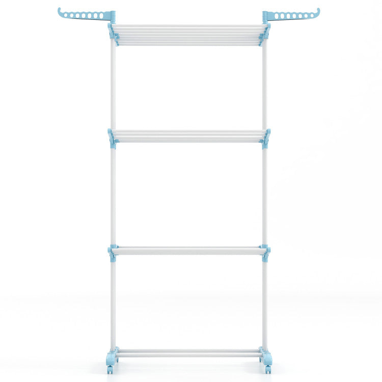 Rotatable Wing 4-Tier Clothes Drying Rack Collapsible (Navy)