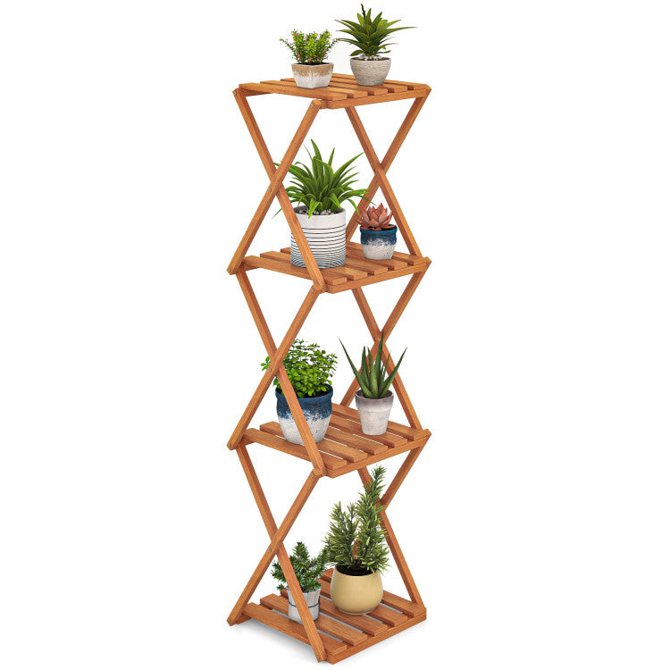 Folding Plant Rack 4-Tier Free Standing Shoe Rack