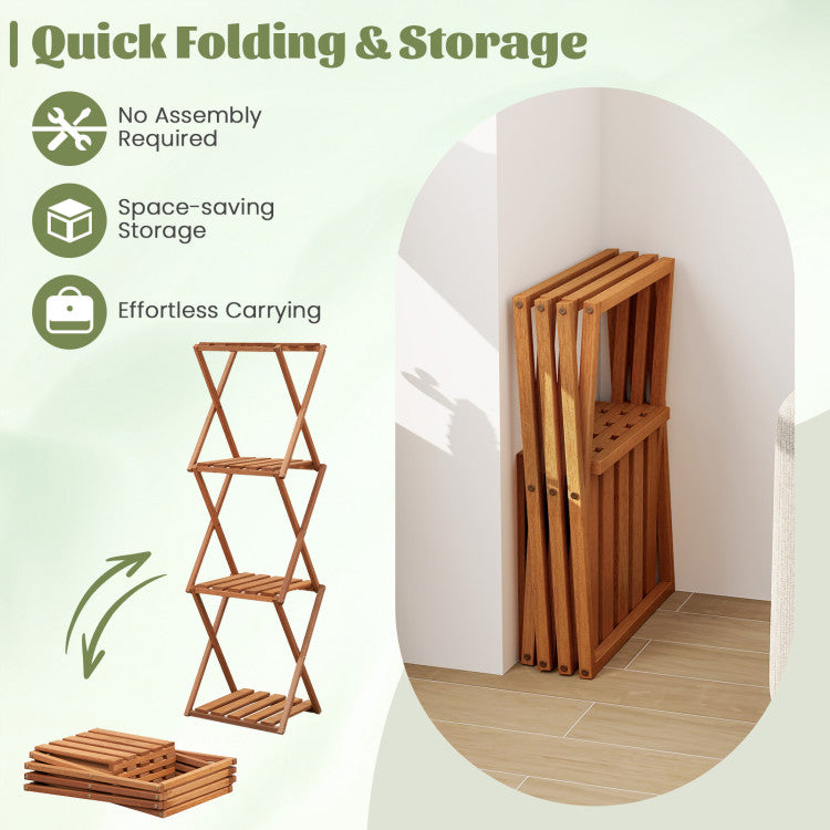 Folding Plant Rack 4-Tier Free Standing Shoe Rack