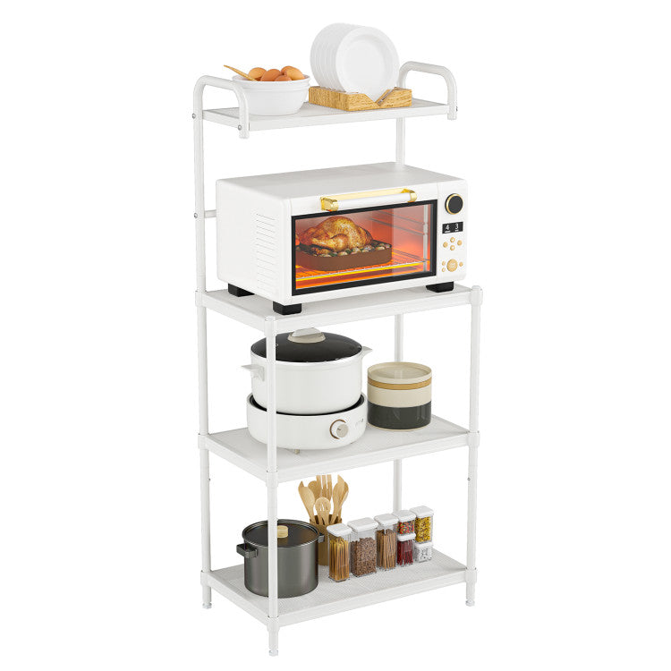 Microwave Oven Stand 4 Tier with Storage Shelves (White)