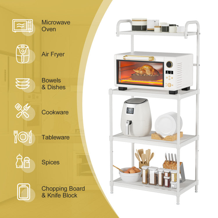 Microwave Oven Stand 4 Tier with Storage Shelves (White)