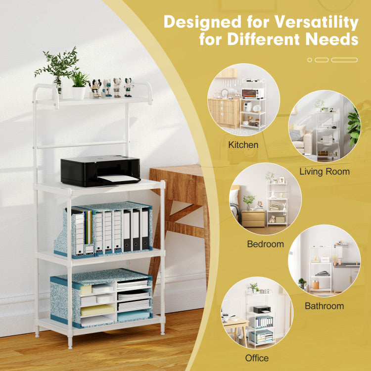 Microwave Oven Stand 4 Tier with Storage Shelves (White)