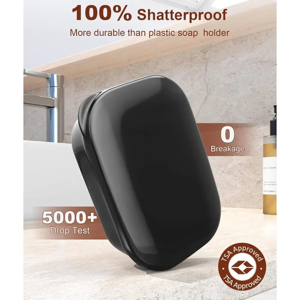 Leakproof Soap Dish with Lid – Portable Travel Soap Holder with Draining Tray for Camping, Gym &amp; Bathroom