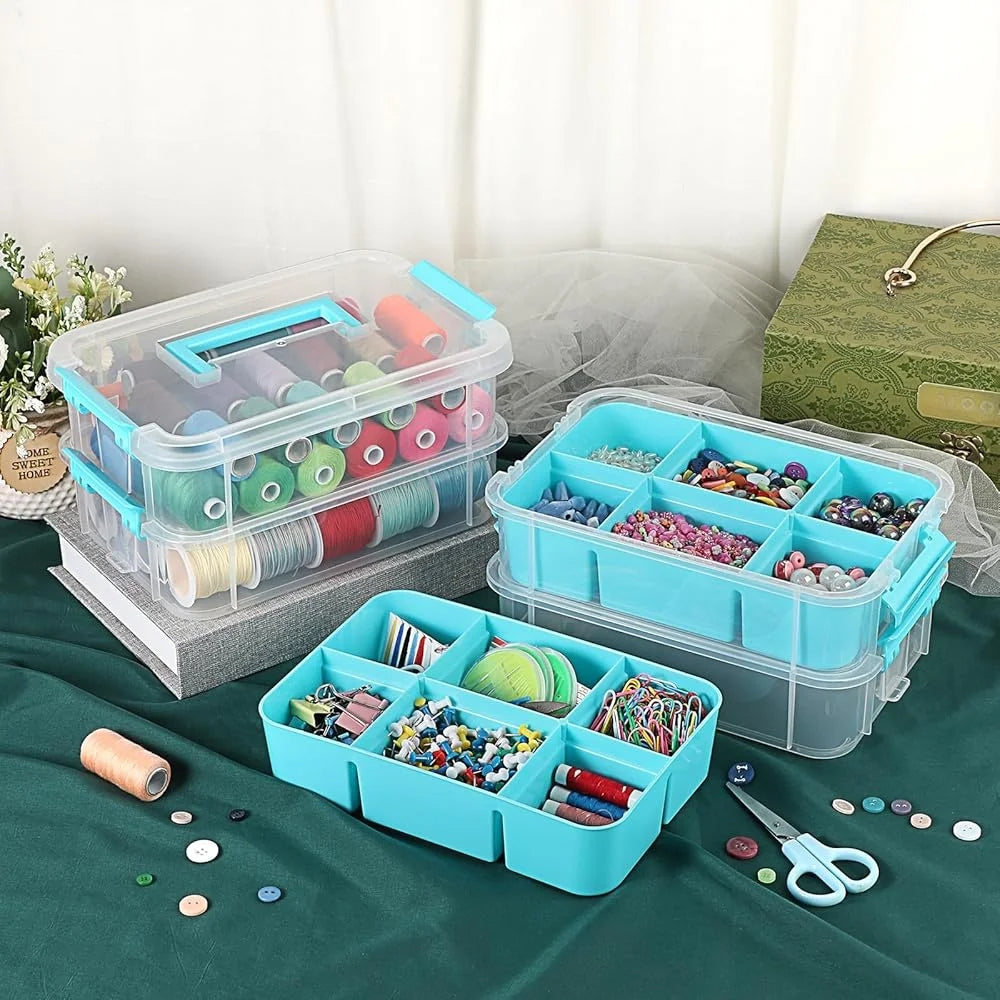 4-Tier Stackable Storage Box with Divided Trays