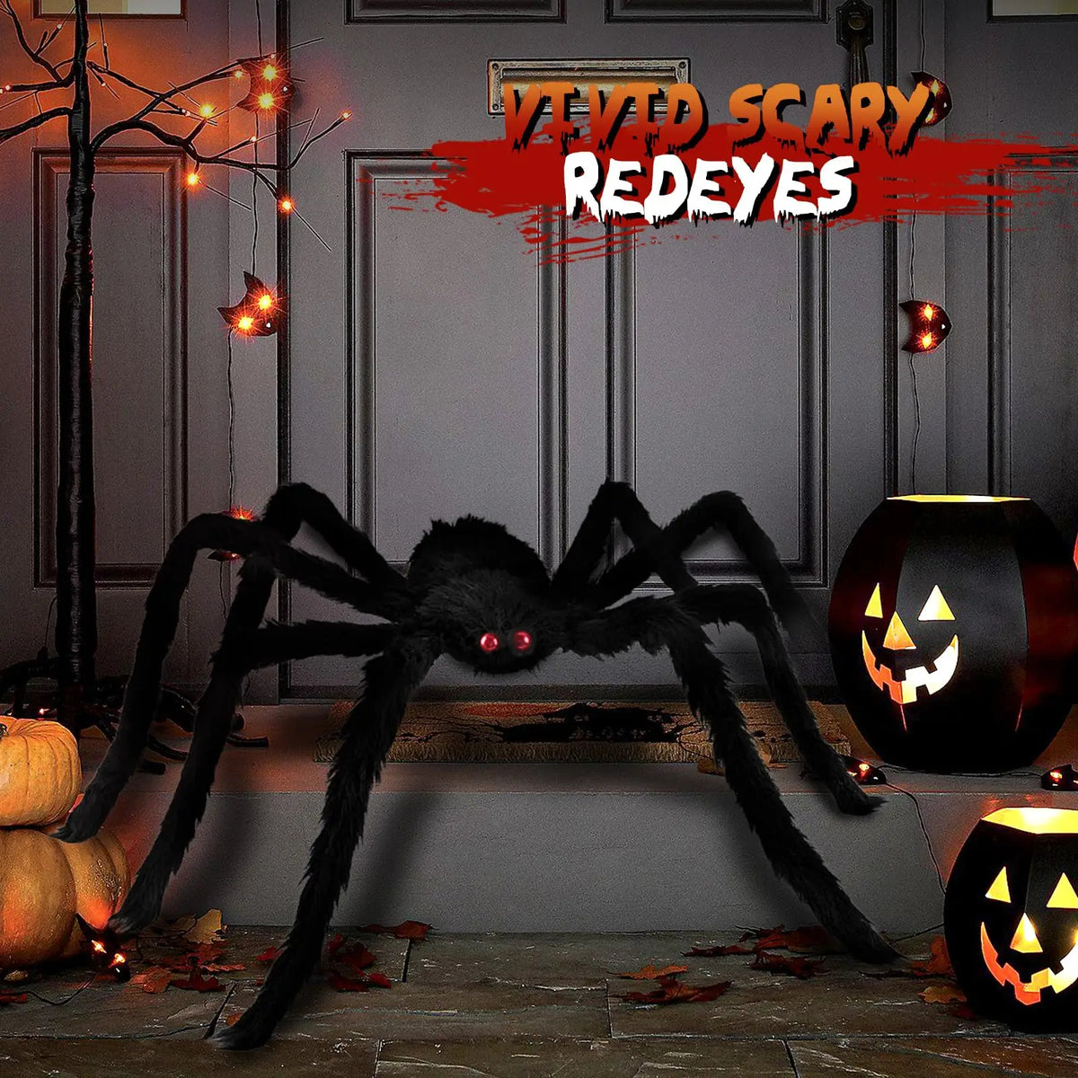 6.6 FT Giant Halloween Spider Decoration – Large Furry Indoor &amp; Outdoor Party Prop