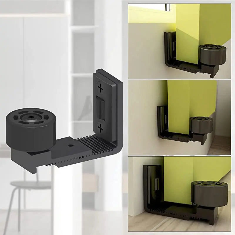 Adjustable Sliding Door Bottom Guide Floor Rail 2PCS (Black)