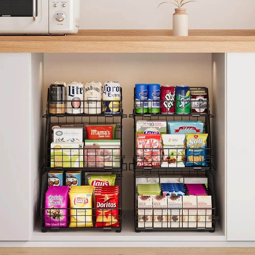 Stackable 3-Tier Produce Basket Wall-Mounted for Pantry Kitchen