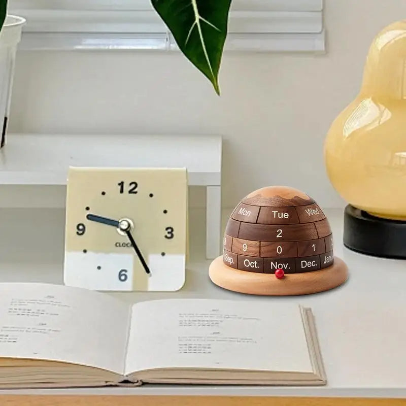 Reusable Wood Desk Calendar with Planet Design