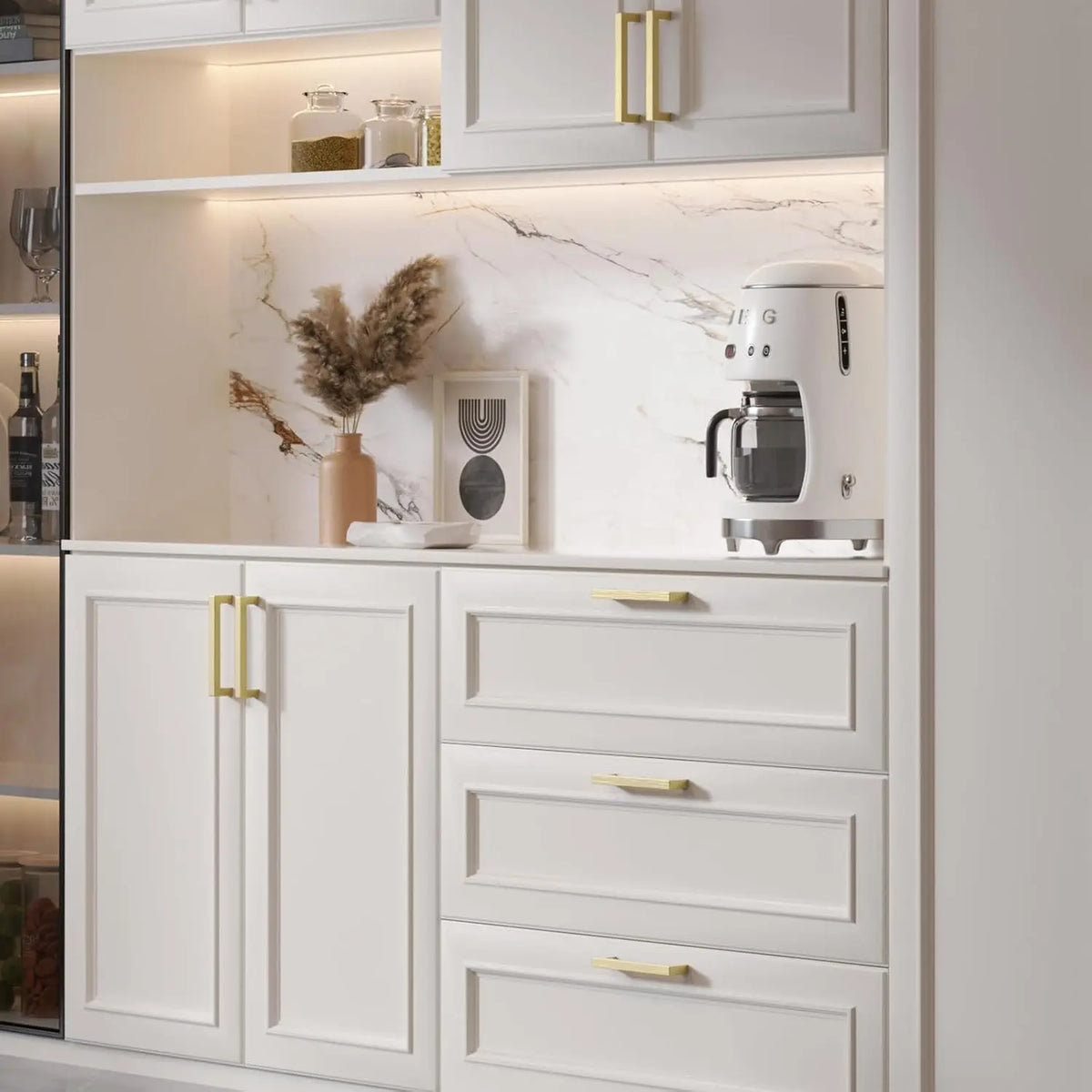 Modern Gold Kitchen Cabinet Hardware 5 Inch Brass Drawer Pulls (25 Pack)