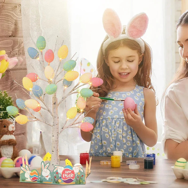 Easter Decoration White Birch Tree with Egg Ornaments