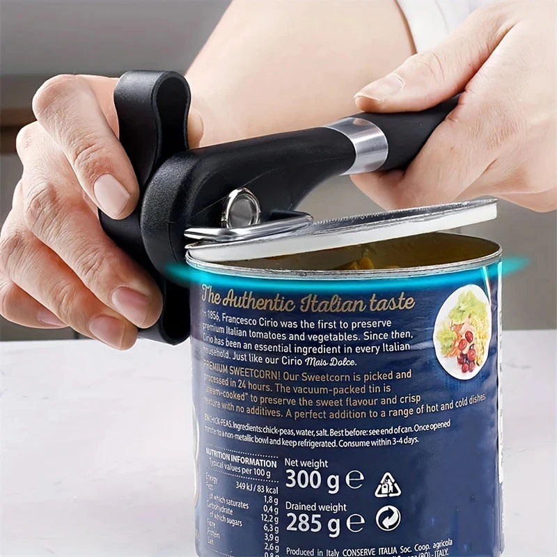 Manual Can Opener, Side-Cutting Can Opener with Non-Slip Ergonomic Handle, Kitchen Can Opening Tool for Canned Food, Home &amp; Daily Use