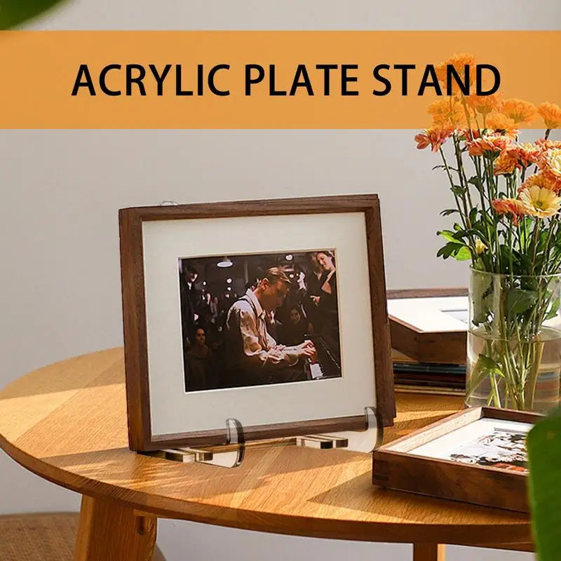 Acrylic Plate Stand Clear Book Picture Frame Holder for Tabletop