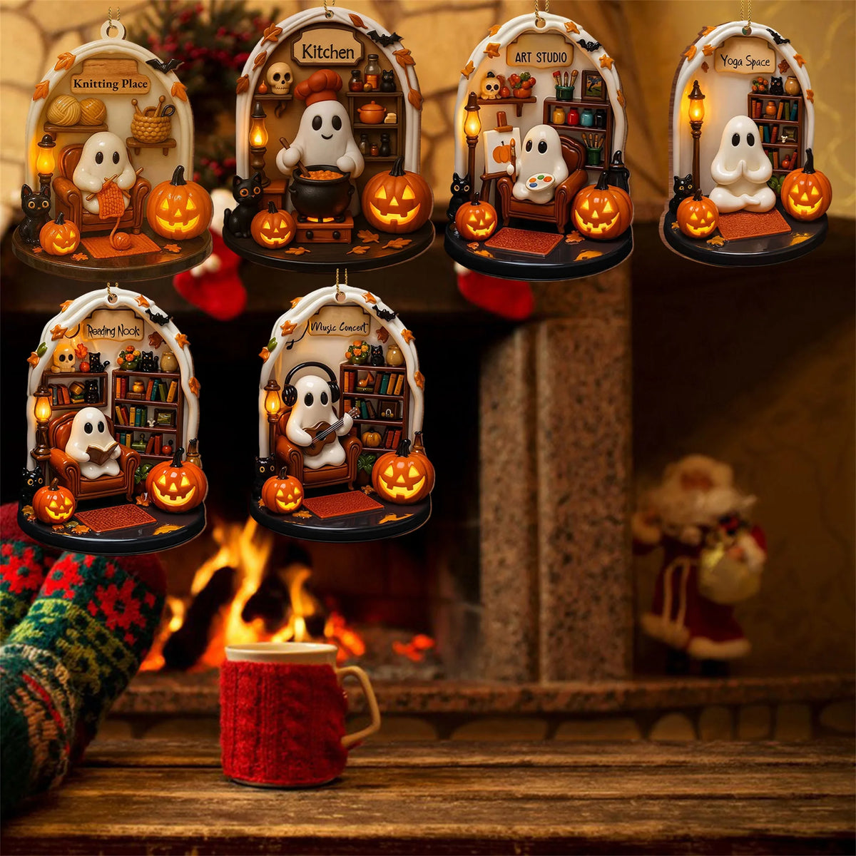 Spooky Halloween Ghosts Ornaments (6-Piece Set)