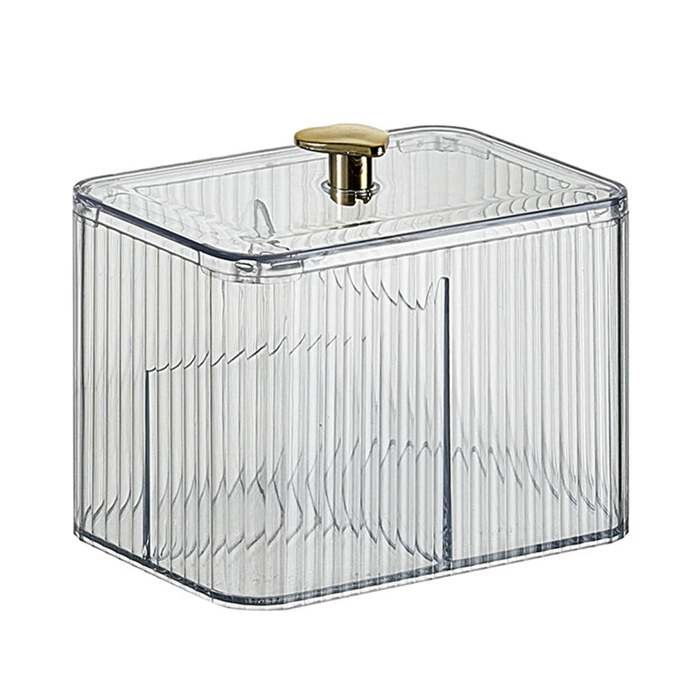 3-Section Clear Makeup Organizer – Waterproof Cotton Pad &amp; Swab Holder