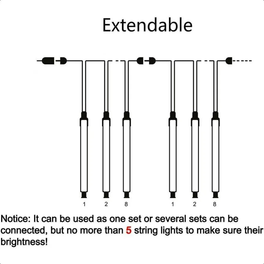 Orange Meteor Shower Halloween Lights 8-Tube Set