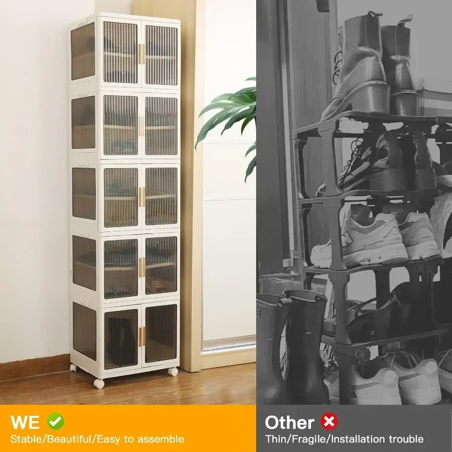 Portable Shoe Storage Cabinet XL with Magnetic Clear Doors