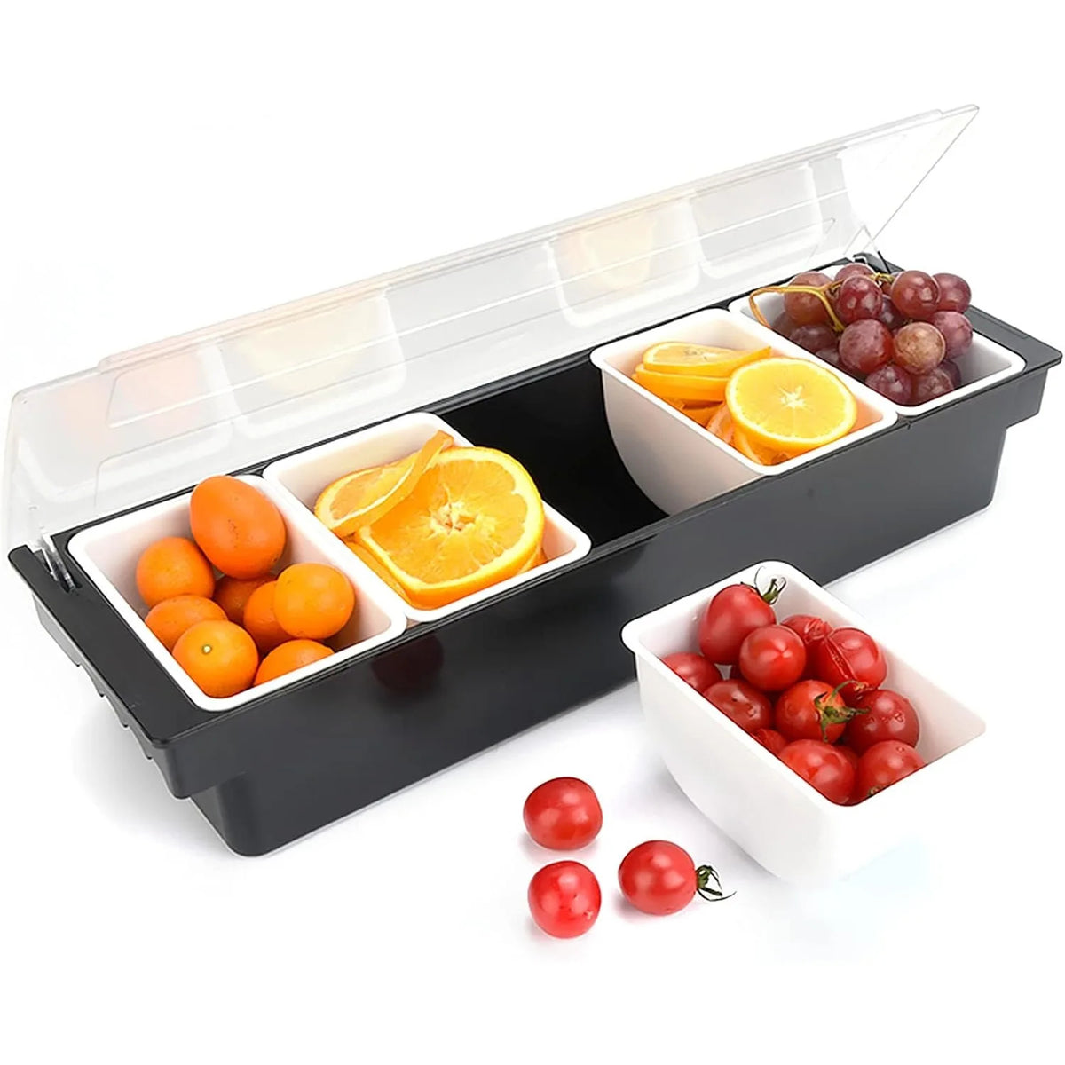 Portable Chilled Condiment Server 5-Compartment Food Salad Bar Tray