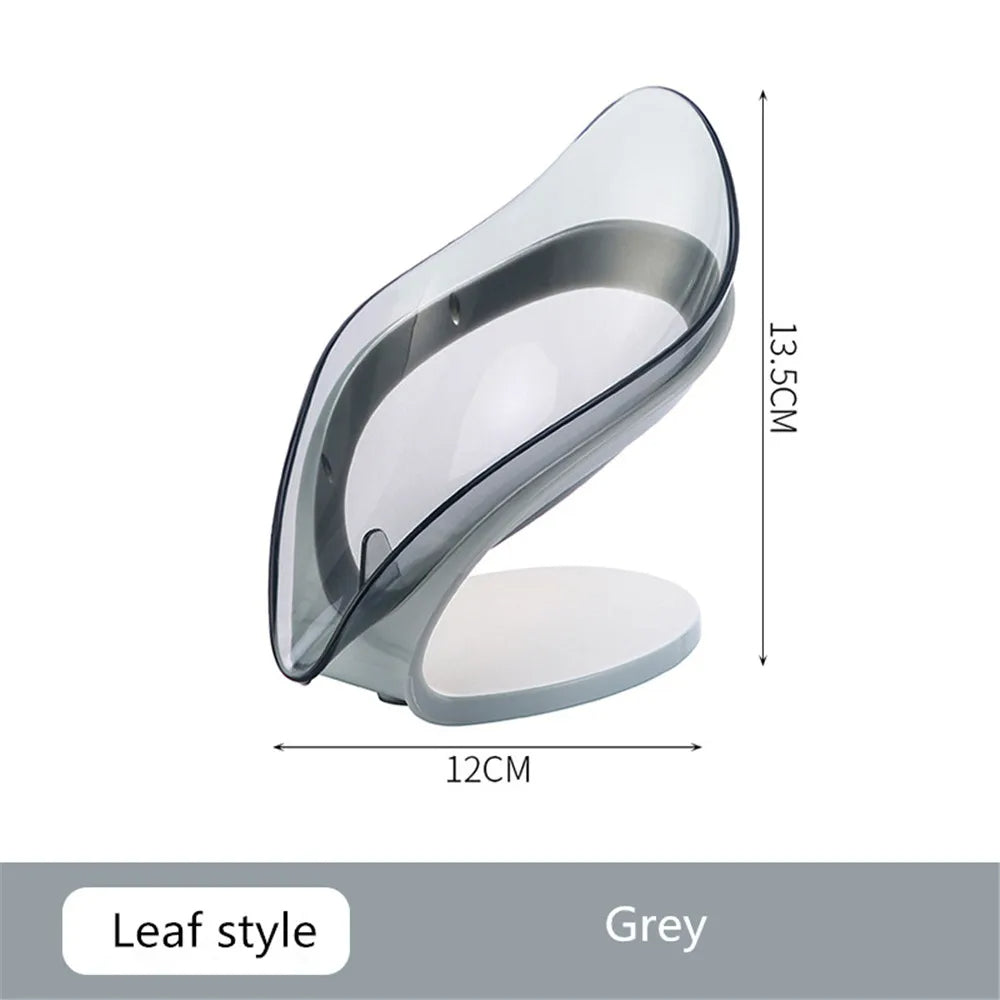 Portable Leaf Shape Toilet Soap Rack Tray (Gray)