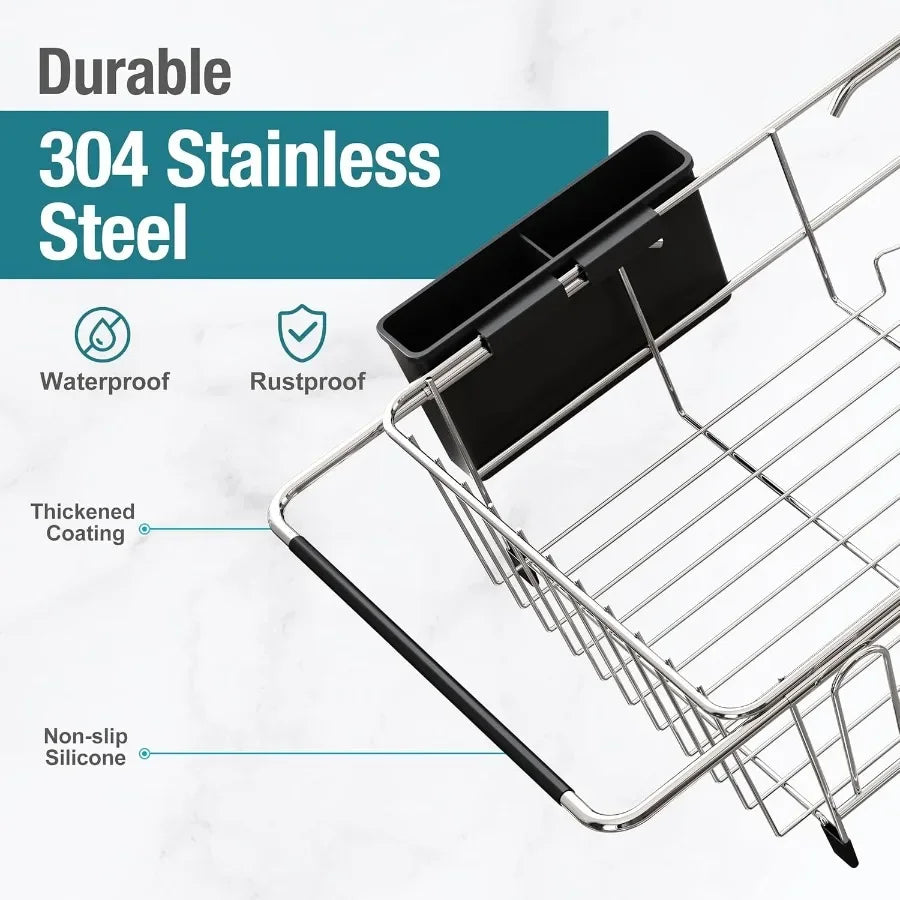Expandable Stainless Steel Dish Drying Rack – Over-the-Sink Dish Drainer