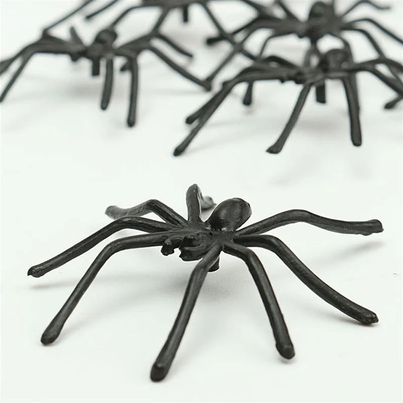 10pcs Luminous Rubber Spiders Halloween Decorations (Black)