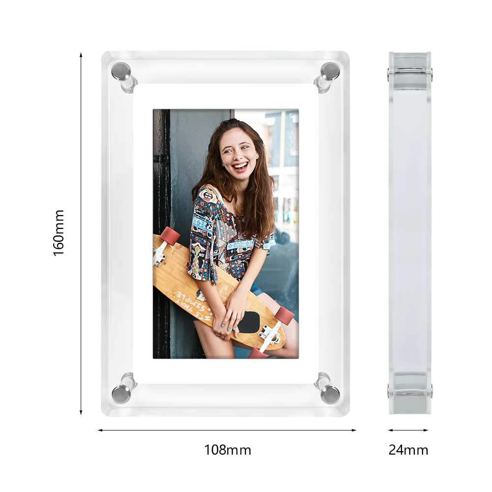 Crystal Acrylic Digital Photo Frame 5 Inch IPS Screen for Home Decor