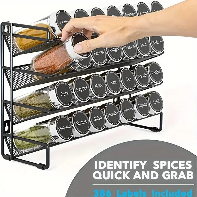 4-Tier Countertop Spice Rack Organizer Standing Seasoning Rack for Kitchen Cabinets and Pantry