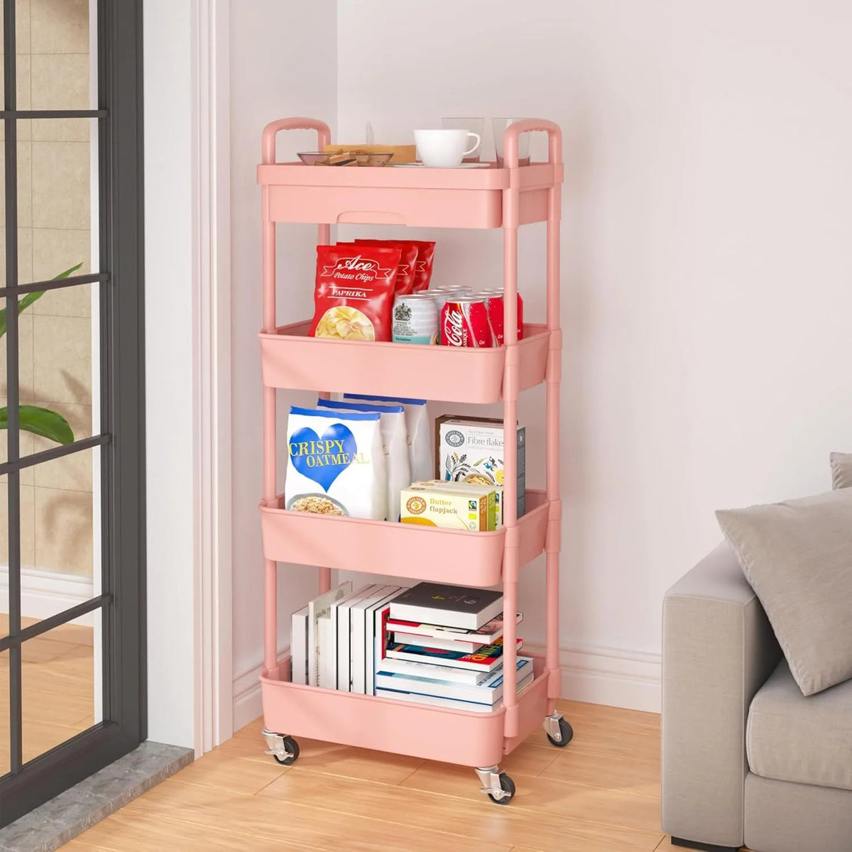 Multifunctional Storage Organizer 4-Tier with Wheels