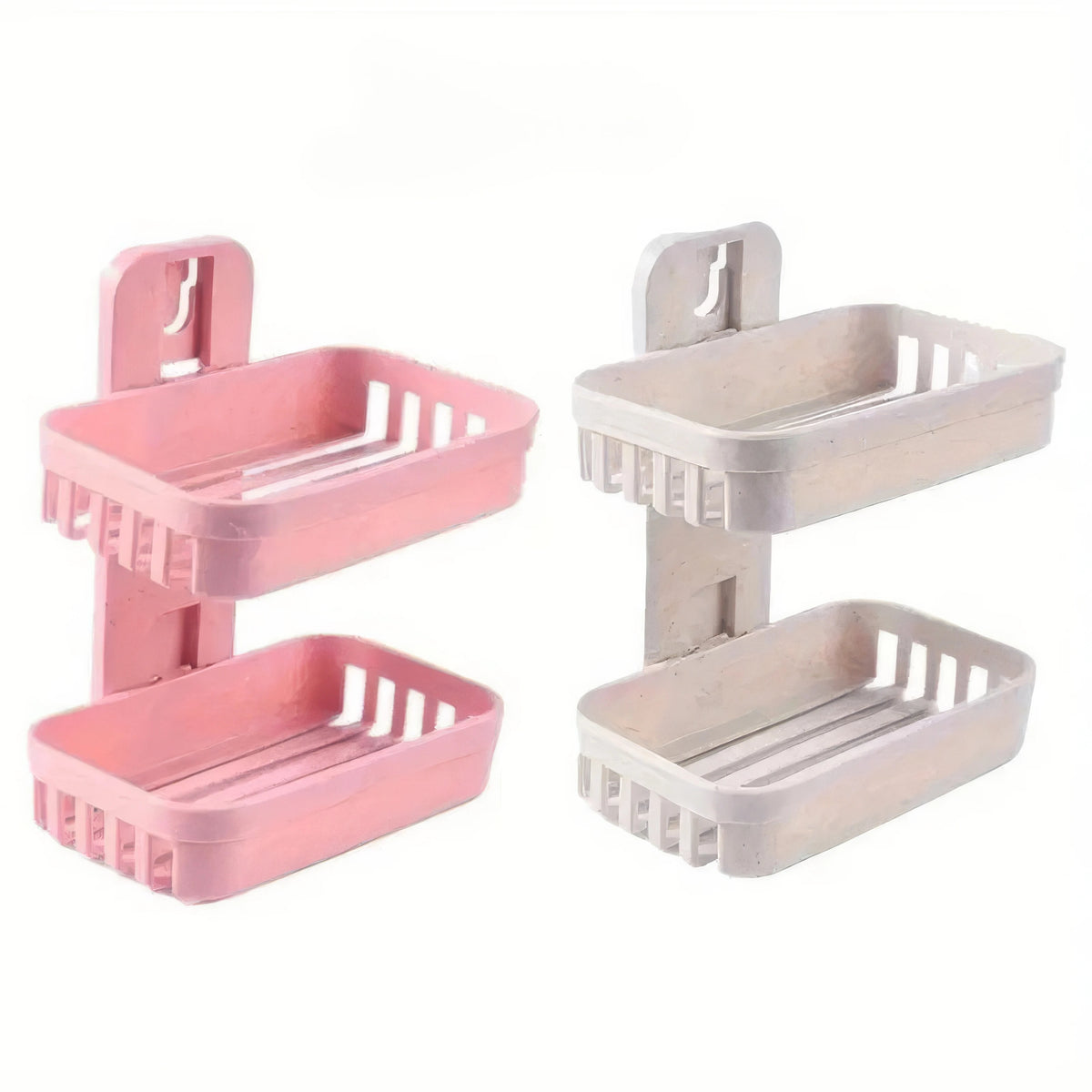 Waterproof Double-Layer Soap Holder for Bathroom &amp; Kitchen (Beige and Pink)
