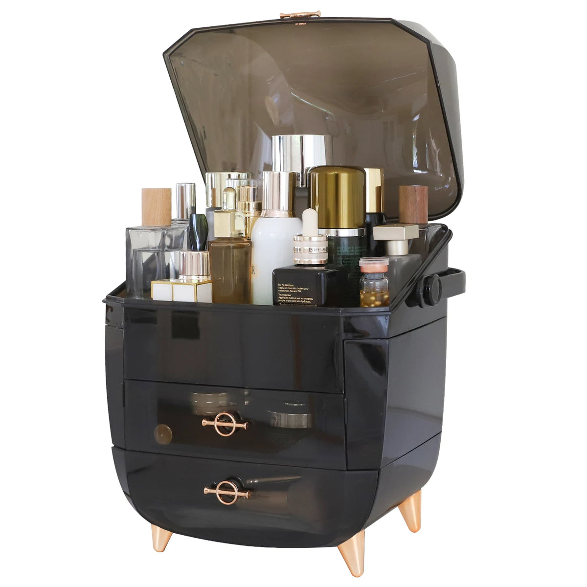 Portable Makeup Storage Organizer for Vanity (Black)