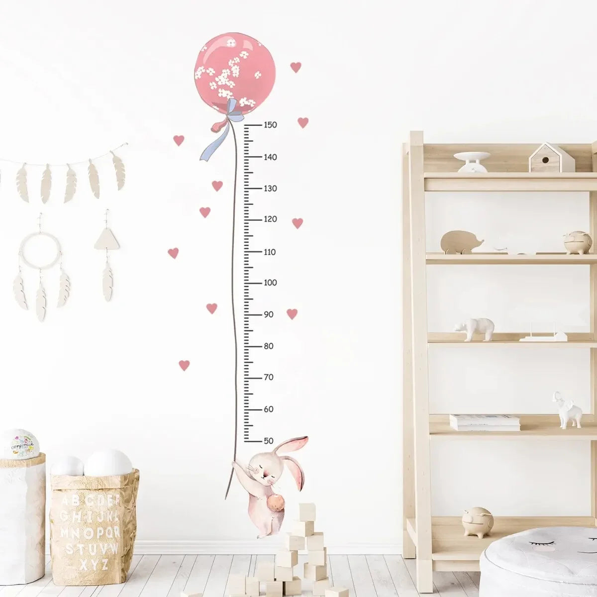 Cartoon Cute Balloon Height Measurement 2Pcs Wall Stickers