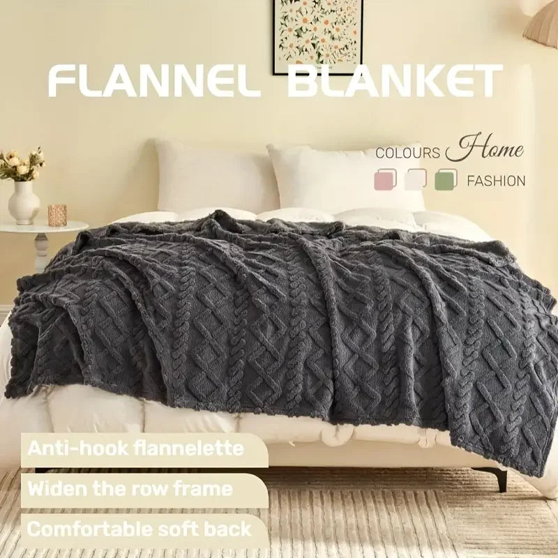 Luxurious Dense Weave Fleece Blanket 1PC (Dark Gray)