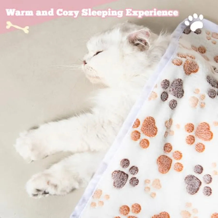 Paw Print Pet Fleece Blankets, 12-Pack