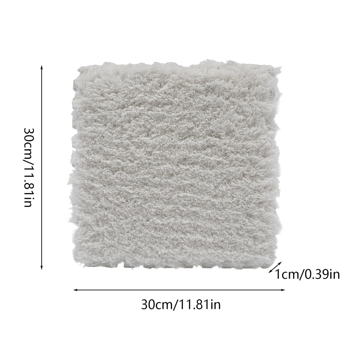 Fluffy Square Rugs for Kids Room 16-Piece Set Gray &amp; White