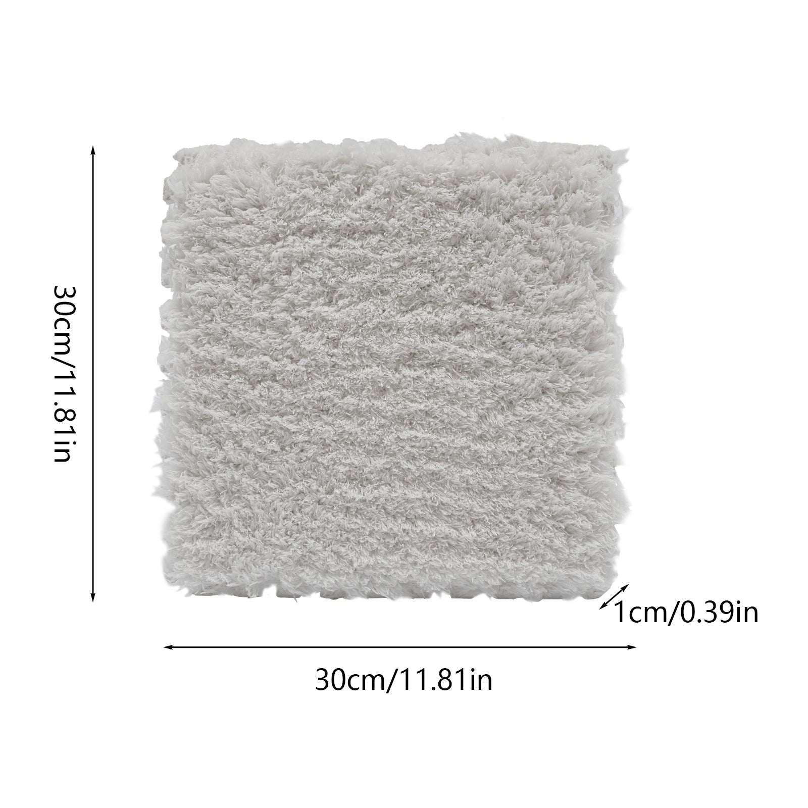 Fluffy Square Rugs for Kids Room 16-Piece Set Gray & White