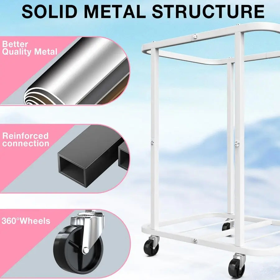 150L Large Rolling Laundry Basket – Heavy Duty Laundry Cart with Metal Frame