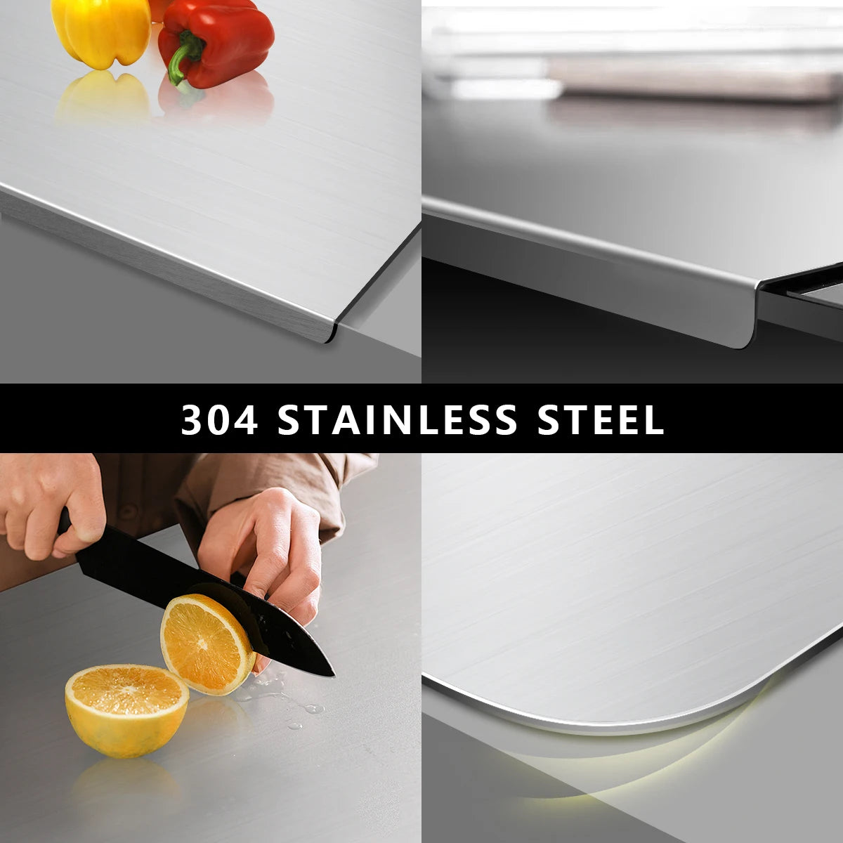 304 Stainless Steel Cutting Board Butcher Block – Heavy Duty Household Rolling Board (40x60)