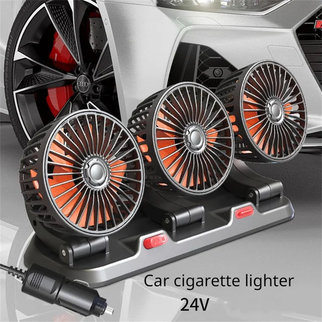 Car Fan 2 Speeds, 360° Fan Powerful Cooling for Cars, Desks & Offices (24V)