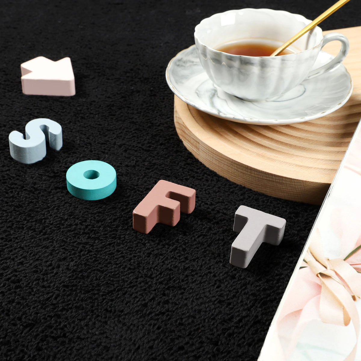 Nonslip Rectangular Floor Carpet Living Room Rug (Black)