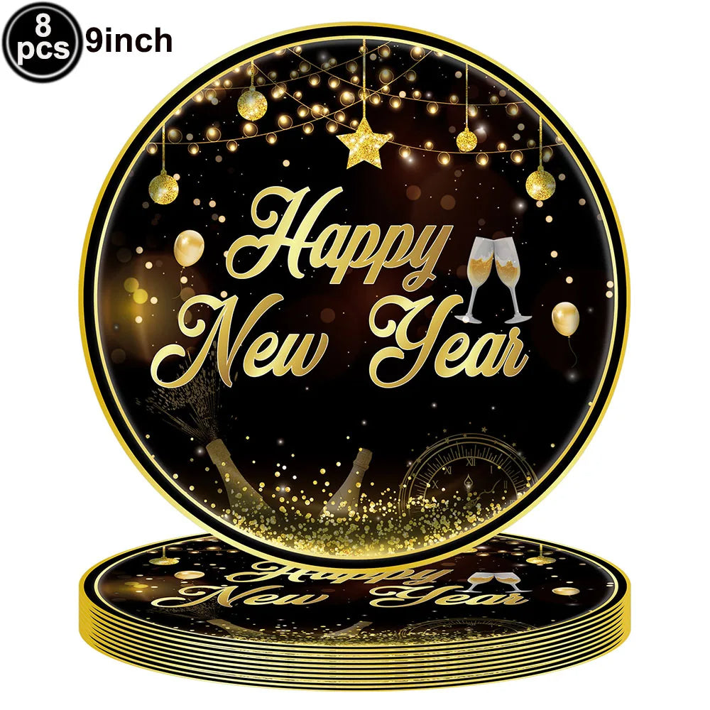New Years Eve Tableware Plates 8 Piece for New Year Party