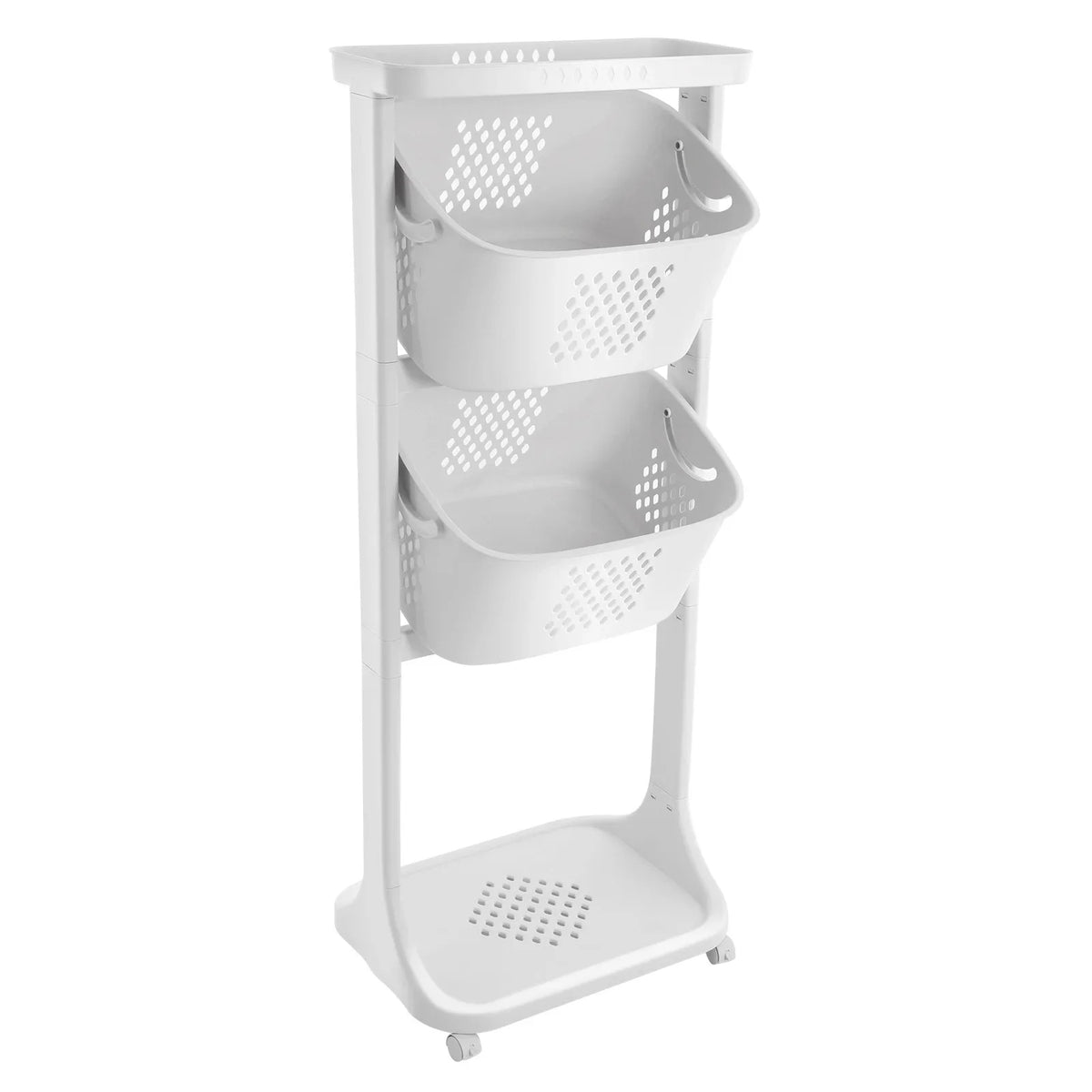 Rolling Laundry Sorter Organizer with 3 Shelves for Easy Storage