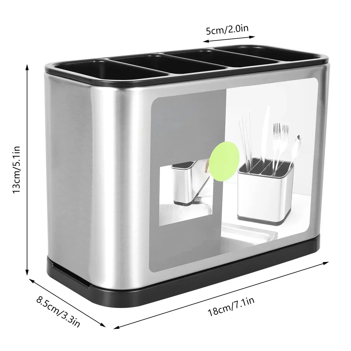 Kitchen Utensil Holder Stainless Steel Capacity for Cutlery