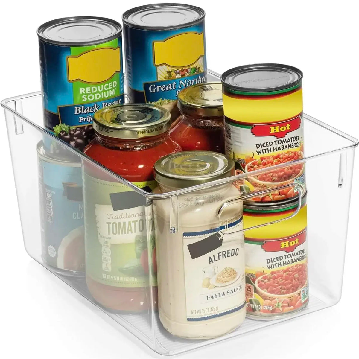 Clear Plastic Storage Bins 4-Pack for Pantry Fridge Cabinets